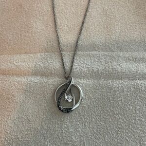 Black diamond/diamond necklace